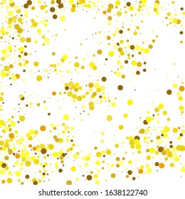 Gold Confetti Vector. Yellow Round Celebrate. Golden Bubble Wedding. Texture Holiday. Party Wedding. Falling Background. Birthday Sparkle. Pastel Xmas. Carnival Vector.