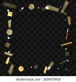Gold confetti. Vivid blur effect. Festive foil. Great design for any purpose. Holiday, birthday. Gold glitter. Light glare.
