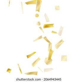 Gold confetti. Vivid blur effect. Festive foil. Great design for any purpose. Holiday, birthday. Gold glitter. Light glare.
