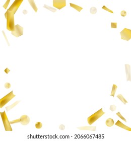Gold confetti. Vivid blur effect. Festive foil. Great design for any purpose. Holiday, birthday. Gold glitter. Light glare.
