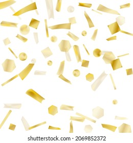Confeti de oro. Efecto difuso intenso. Papel festivo. Gran diseño para cualquier propósito. Vacaciones, cumpleaños. Deslumbrador de oro. Luminoso resplandor.
