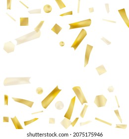 Gold confetti. Vivid blur effect. Festive foil. Great design for any purpose. Holiday, birthday. Gold glitter.