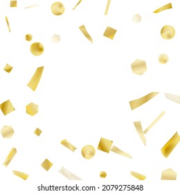 Gold confetti. Vivid blur effect. Festive foil. Great design for any purpose. Holiday, birthday. Gold glitter. Light glare.
