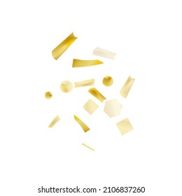 Confeti de oro. Efecto difuso intenso. Papel festivo. Gran diseño para cualquier propósito. Vacaciones, cumpleaños. Deslumbrador de oro. Luminoso resplandor.
