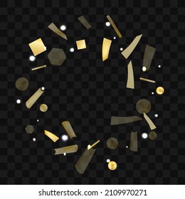 Confeti de oro. Efecto difuso intenso. Papel festivo. Gran diseño para cualquier propósito. Vacaciones, cumpleaños. Deslumbrador de oro. Luminoso resplandor.
