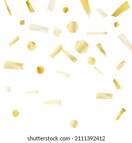 Gold confetti. Vivid blur effect. Festive foil. Great design for any purpose. Holiday, birthday. Gold glitter. Light glare.
