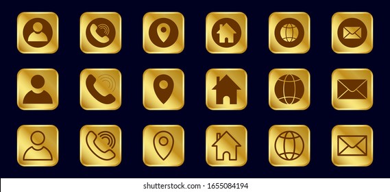 Gold Contact Premium Icons Vector Illustration Stock Vector (Royalty ...