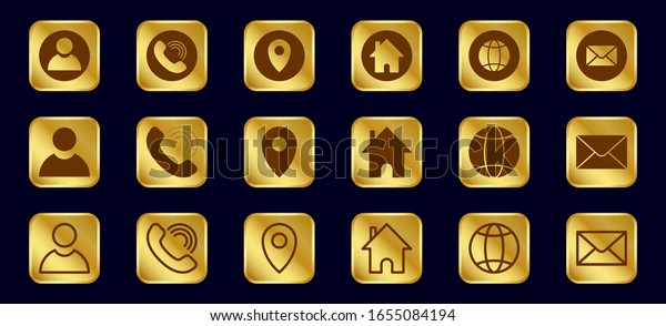 Gold Contact Premium Icons Vector Illustration Stock Vector (Royalty ...