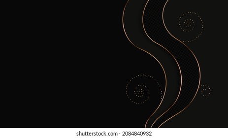 Gold contours and curls in layers on a perforated graphite background