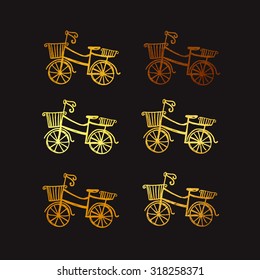 gold and copper bicycle icons