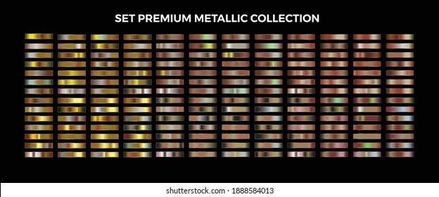 Gold, Copper And Bronze Gradient Swatches Mega Set Collection Palette For Border Frame Ribbon Cover Label Templates