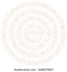 Gold, copper glitter confetti. Scattered little sparkling stars. Flashing red, rose, glitter elements. Random stellar falling on white background. New Year, Christmas background. Vector illustration