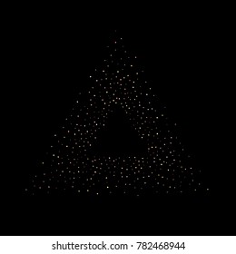 Gold, copper glitter confetti. Scattered little sparkling stars. Flashing red, rose, glitter elements. Random stellar falling on black background. New Year, Christmas background. Vector illustration.