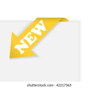 Gold corner arrow ribbon with text new