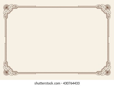 Gold Corner Ornament Greeting Card Vector Template. Retro Luxury Invitation, Royal Certificate. Flourishes frame.
