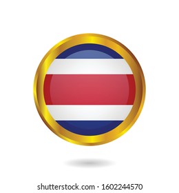 gold Costa Rica circle button or label.vector illustration. isolated on white background.