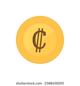 Gold Costa Rican Colon coin. Flat vector icon isolated on a white background