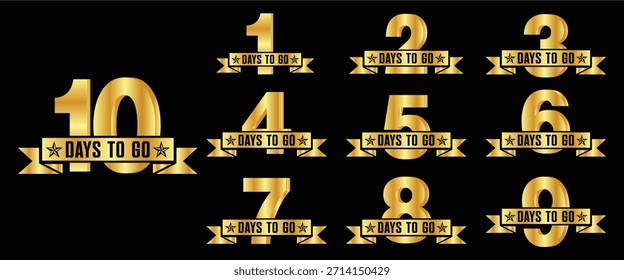 Gold Countdown Days to Go Banner Set Template