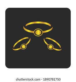 Gold couple wedding rings vector set of 3D realistic icons element