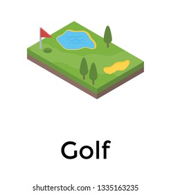 Gold course icon in isometric vector 