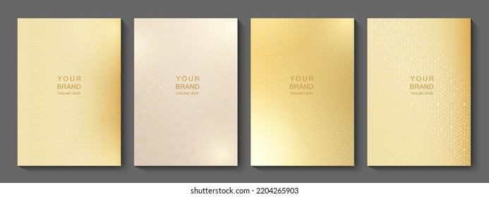 Gold cover with curve wave line design set. modern abstract line pattern in luxury gold color. Luxury golden line vector layout for business background, certificate, invitation, brochure, template