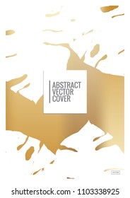 Gold cover design mockup. Notebook creative layout. Background for corporate annual report, poster, magazine first page. Minimal leaflet, business flyer. Promotion concept card. A4 flat abstract cover