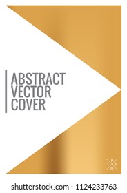 Gold cover design mockup. Notebook creative layout. Background for corporate annual report, poster, magazine first page. Minimal leaflet, business flyer. Promotion concept card. flat geometric cover