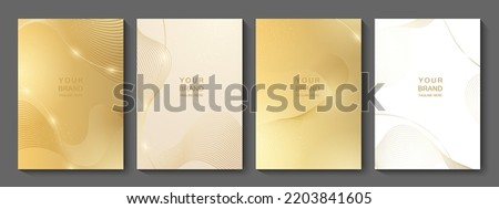 Gold cover design set. modern abstract line pattern in luxury gold color. Luxury golden line vector layout for business background, certificate, invitation, brochure, template