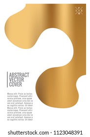 Gold cover design template. Notebook exotic layout. Background for corporate annual report, poster, magazine first page. Minimal leaflet, business flyer. Promotion concept card. flat geometric cover