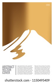 Gold cover design template. Notebook exotic layout. Backdrop for corporate annual report, poster, magazine first page. Minimal leaflet, business flyer. Promotion concept card. A4 flat abstract cover
