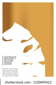 Gold cover design template. Notebook exotic layout. Backdrop for corporate annual report, poster, magazine first page. Minimal leaflet, business flyer. Promotion concept card. A4 flat abstract cover