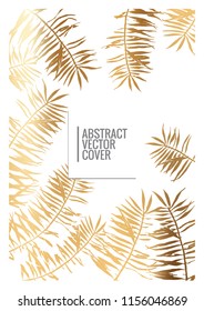 Gold cover design template. Notebook exotic layout. Backdrop for corporate annual report, poster, magazine first page. Minimal leaflet, business flyer. Promotion concept card. A4 flat abstract cover