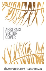Gold cover design template. Notebook exotic layout. Backdrop for corporate annual report, poster, magazine first page. Minimal leaflet, business flyer. Promotion concept card. A4 flat abstract cover