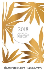 Gold cover design template. Notebook exotic layout. Backdrop for corporate annual report, poster, magazine first page. Minimal leaflet, business flyer. Promotion concept card. A4 flat abstract cover