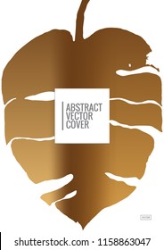 Gold cover design template. Notebook exotic layout. Backdrop for corporate annual report, poster, magazine first page. Minimal leaflet, business flyer. Promotion concept card. A4 flat abstract cover