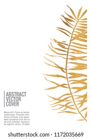 Gold cover design template. Notebook exotic layout. Backdrop for corporate annual report, poster, magazine first page. Minimal leaflet, business flyer. Promotion concept card. A4 flat abstract cover