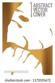 Gold cover design template. Notebook exotic layout. Backdrop for corporate annual report, poster, magazine first page. Minimal leaflet, business flyer. Promotion concept card. A4 flat abstract cover