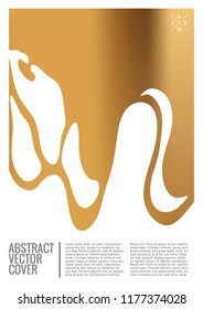 Gold cover design template. Notebook exotic layout. Backdrop for corporate annual report, poster, magazine first page. Minimal leaflet, business flyer. Promotion concept card. A4 flat abstract cover