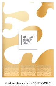 Gold cover design template. Notebook exotic layout. Backdrop for corporate annual report, poster, magazine first page. Minimal leaflet, business flyer. Promotion concept card. A4 flat abstract cover