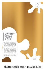Gold cover design template. Notebook exotic layout. Backdrop for corporate annual report, poster, magazine first page. Minimal leaflet, business flyer. Promotion concept card. A4 flat abstract cover