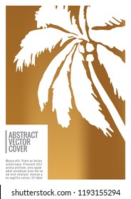 Gold cover design template. Notebook exotic layout. Backdrop for corporate annual report, poster, magazine first page. Minimal leaflet, business flyer. Promotion concept card. A4 flat abstract cover
