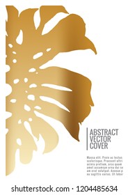 Gold cover design template. Notebook exotic layout. Backdrop for corporate annual report, poster, magazine first page. Minimal leaflet, business flyer. Promotion concept card. A4 flat abstract cover