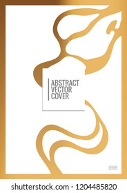 Gold cover design template. Notebook exotic layout. Backdrop for corporate annual report, poster, magazine first page. Minimal leaflet, business flyer. Promotion concept card. A4 flat abstract cover