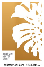 Gold cover design template. Notebook exotic layout. Backdrop for corporate annual report, poster, magazine first page. Minimal leaflet, business flyer. Promotion concept card. A4 flat abstract cover