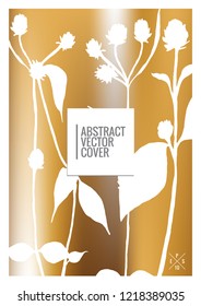 Gold cover design template. Notebook exotic layout. Backdrop for corporate annual report, poster, magazine first page. Minimal leaflet, business flyer. Promotion concept card. A4 flat abstract cover