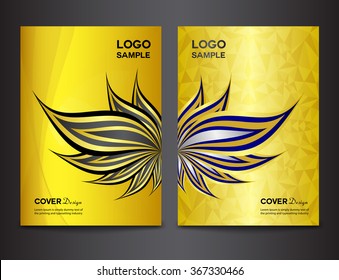 gold Cover design template vector, brochure flyer, Annual report  Layout, book, booklet, poster, leaflet