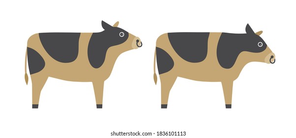 Gold cow set for Japanese new year's card