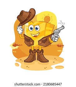 el vaquero dorado con vectores de caracteres de arma