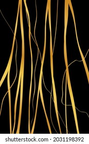 Gold cracked kintsugi on a black background. Broken glass effect, liquid marble pattern, texture templates, cover design.