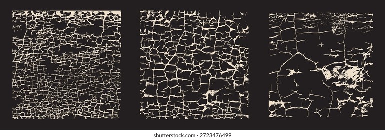 Textura agrietada dorada sobre fondo oscuro con patrones de fractura de lujo. Las líneas rotas metálicas forman superficies envejecidas y angustiadas con un elegante contraste. Ideal para diseño premium, marca de lujo, fondos abstractos y superposiciones decorativas.